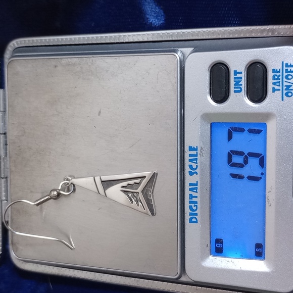 Sterling Silver Overlay With Unique Tribal Design Dangle Earrings - Picture 10 of 12